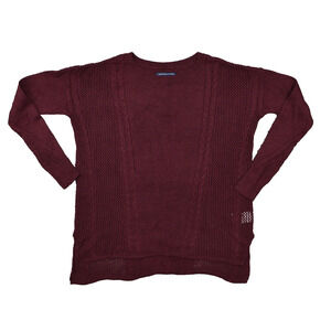 American Eagle Women's Size S Pullover Sweater Red Long Sleeve Cotton Crew Neck